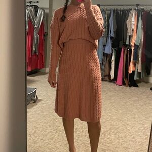 Coral two piece sweater set